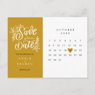 Termin vormerken Kalender Gold Liebe Herz Postkarte
