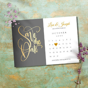 Termin vormerken Kalender Gold Liebe Herz Save The Date