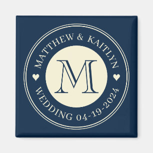 Termin vormerken Monogramm Herz Tiefsee Blau Magnet