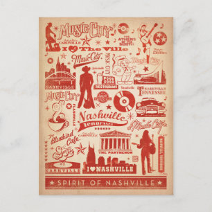 Termin vormerken Nashville, TN - Pattern Print Ankündigungspostkarte