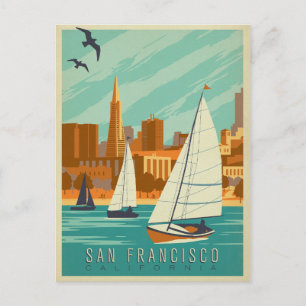Termin vormerken San Francisco, CA - Segelboote Ankündigungspostkarte