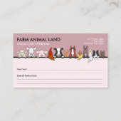 Terminbesuch auf dem Bauernhof in Rosa Visitenkarte (Rückseite)