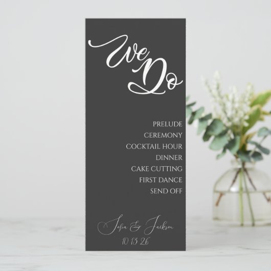 Termine für das Black Sleek Modern Wedding Itinera Programm (Stehend Vorderseite)