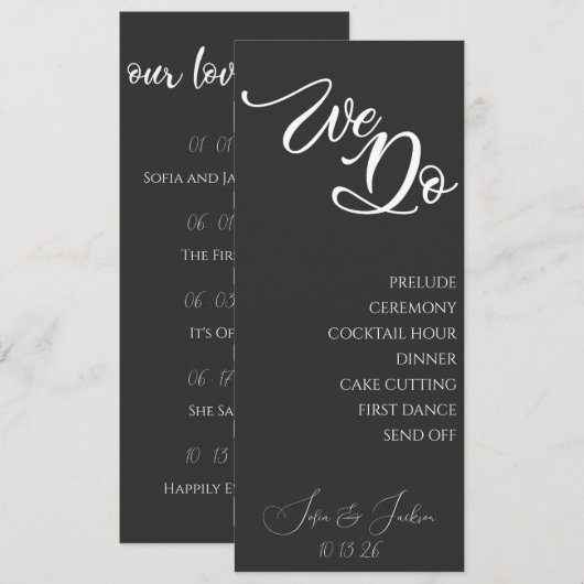 Termine für das Black Sleek Modern Wedding Itinera Programm (Vorne/Hinten)