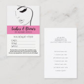 Terminierungskarte Eyebrows Eyelashes Salon Visitenkarte (Vorne/Hinten)