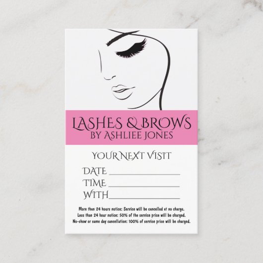 Terminierungskarte Eyebrows Eyelashes Salon Visitenkarte (Vorderseite)