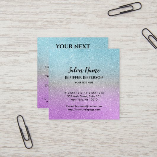 Terminierungskarte Quadratische Visitenkarte (Vorderseite/Rückseite Beispiel)