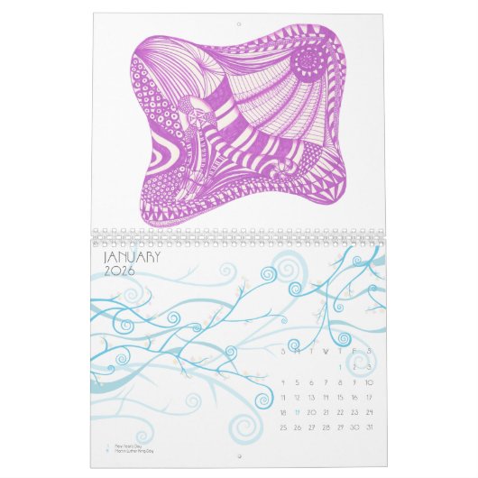 Terminkalender für abstrakte Designs Zeichnungen v Kalender (Jan 2026)