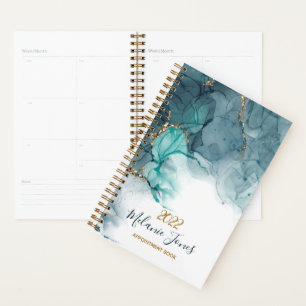 Terminkalender für den Glitzer in Aquarellblau Planer