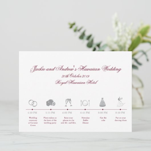 Terminkalender für die Hochzeitsempfehlung Programm (Stehend Vorderseite)