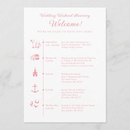 Terminkalender für die Hochzeitsempfehlung Programm (Vorderseite)