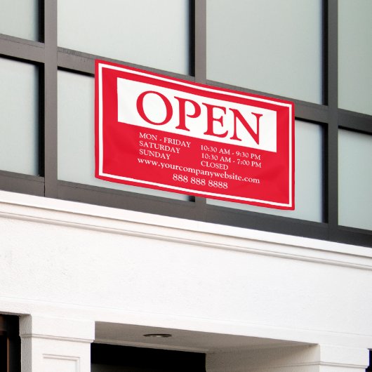 Terminkalender für Red and White Business Open Banner (Äußeres Gebäude)