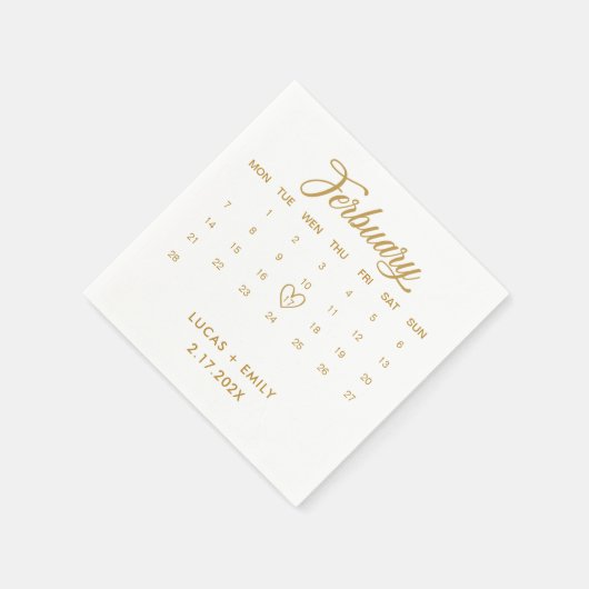 Terminkalender Gold Hochzeit Serviette (Ecke)