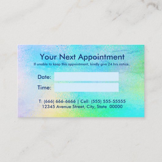 Terminkarte (Rückseite)