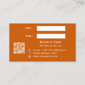 Terminkarte für das orangefarbene Firmenlogo Rabattkarte (Rückseite)