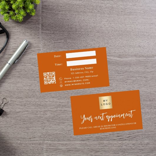 Terminkarte für das orangefarbene Firmenlogo Rabattkarte