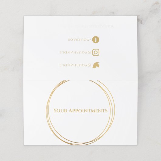 Terminkarte für den Gold Circle Stylist (Außenseite Aufgefaltet)