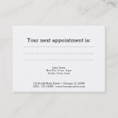 Terminkarte für die Haarstühle (Rückseite)