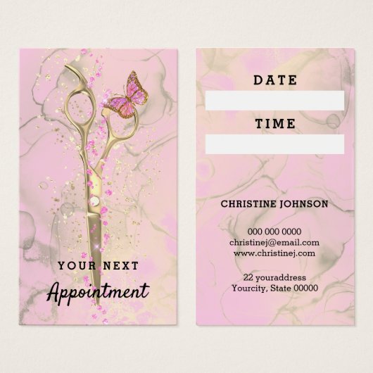 Terminkarte für die Haarstylistin Goldschere (Vorne & Hinten)