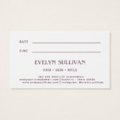 Terminkarte für die lila Volkskunst Blume (Rückseite)