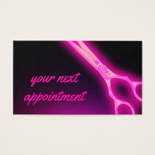 Terminkarte für Neonrosa Schere (Vorderseite)