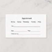 Terminkarten für Zahnarztzentren Terminkarte (Rückseite)