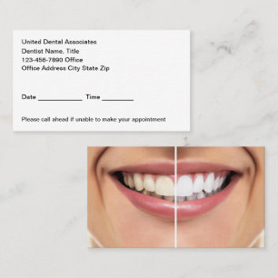 Terminkarten für Zahnschmerzen Whitening Visitenkarte