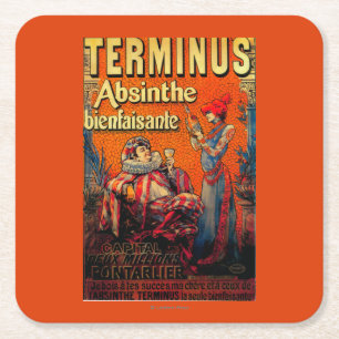 Terminus Absinthe Vintage Poster Europa Rechteckiger Pappuntersetzer