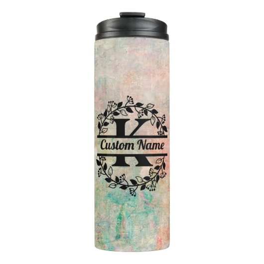 Termo K Floral Monogram Letter Thermosbecher (Vorderseite)