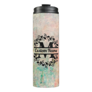 Termo M Floral Monogram Letter Thermosbecher