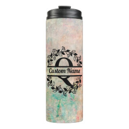 Termo Q Floral Monogram Letter Thermosbecher