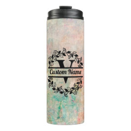 Termo V Floral Monogram Letter Thermosbecher