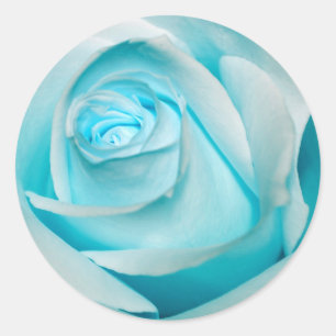 Terquoise Eis-Rose Runder Aufkleber