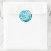 Terquoise Ice Rose Runder Aufkleber (Tasche)