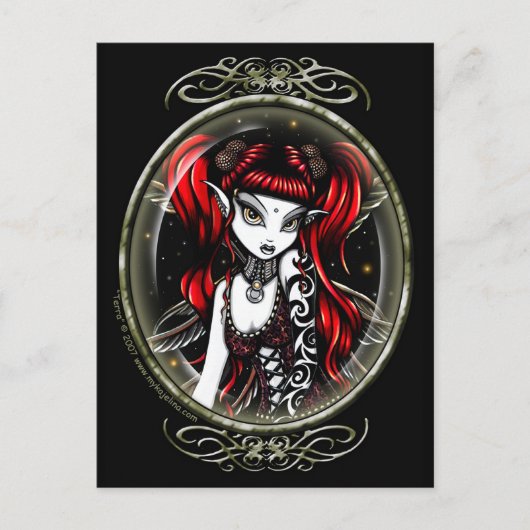 Terra Cameo Red Tattooed Fairy Postcard Postkarte (Vorderseite)