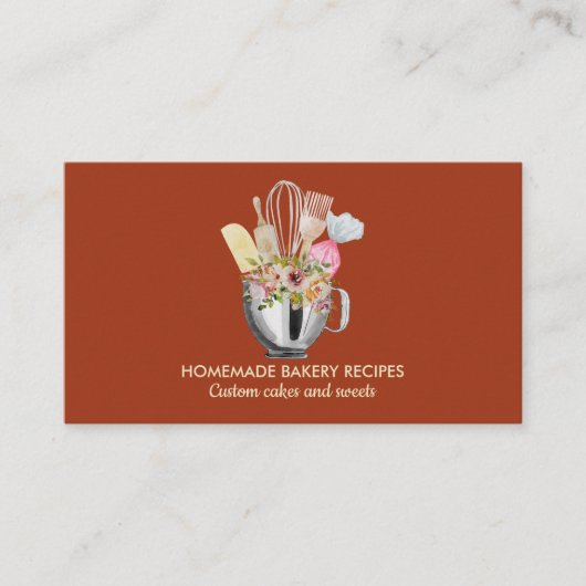 Terra Cook Koch Watercolor Backutensität Bäckerei Visitenkarte (Vorderseite)