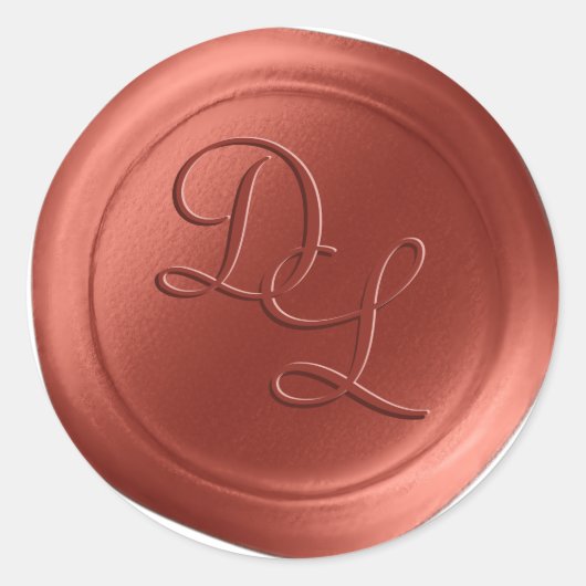 Terra Copper 2 Letter Monogram Wax Siegel Stickers (Vorderseite)
