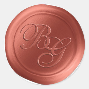 Terra Copper Script Monogram Wax Siegel Stickers