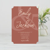Terra Cota Monochromatic Brown Wedding Einladung (Stehend Vorderseite)