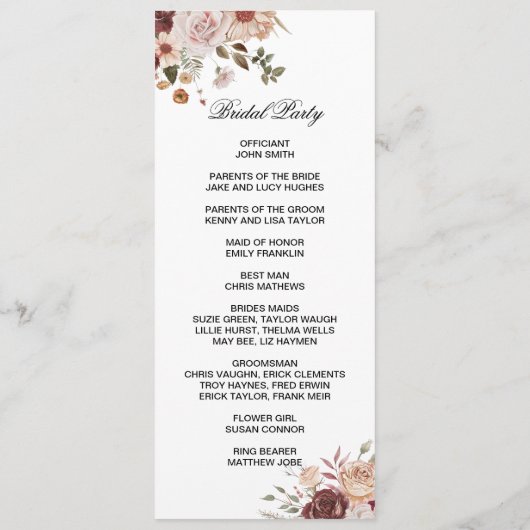 Terra Cotta and Green double side program card  Programm (Rückseite)