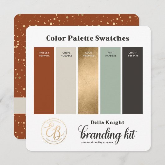 Terra Cotta Beige & Gold Color Palette Swatch Card Einladung (Vorne/Hinten)