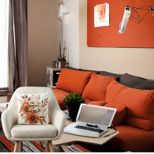 Terra Cotta, Beige, Zuhause-Zitat von Brown Floral Kissen