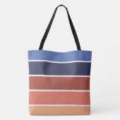 Terra Cotta & Blue Stripes Personalized Tasche (Rückseite)