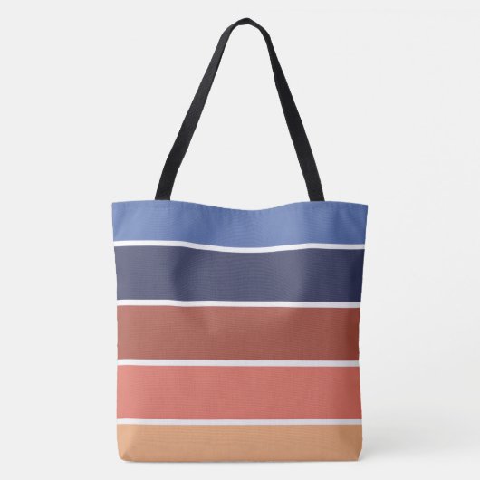 Terra Cotta & Blue Stripes Personalized Tasche (Rückseite)