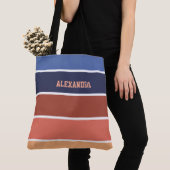 Terra Cotta & Blue Stripes Personalized Tasche (Von Nahem)