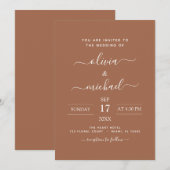 Terra Cotta Boho Wedding Modern Simple Einladung (Vorne/Hinten)