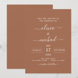 Terra Cotta Boho Wedding Modern Simple Einladung