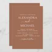 Terra Cotta Boho Wedding Modern Simple Einladung (Vorne/Hinten)