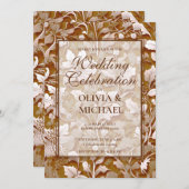 Terra cotta Burnt Orange Moderne botanische Hochze Einladung (Vorne/Hinten)