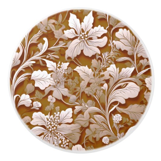 Terra cotta Burnt Orange Modernes botanisches Boho Keramikknauf (Vorderseite)